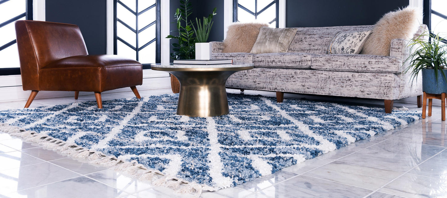 Frendorf | DiamondLuxe Shag - Teppich mit Diamantmuster | Shaggy Hochflorteppich | Weich & Modern | Perfekt für Wohnzimmer
