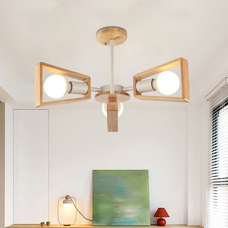 Zeitgenössischer skandinavischer Windmühlen-Eisenholz 3/5/6/8 Licht Kronleuchter für das Wohnzimmer