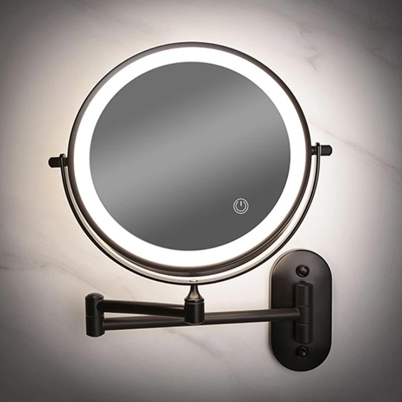 Frendorf | LumiMirror Schwarzer Wiederaufladbarer LED-Vergrößerungsspiegel | Make-up & Badezimmer | Elegantes Design