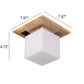 Frendorf | LogLight Minimalistische Deckenleuchte | Quadratisches Holz- und Glasdesign | Nordic 1-flammige Beleuchtung