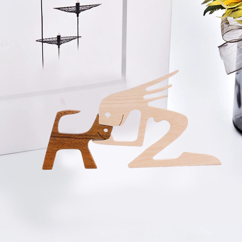 Frendorf | Geschenk für Tierliebhaber - Holzskulptur Tischornamente - Die Liebe zwischen Ihnen und Ihrem pelzigen Freund
