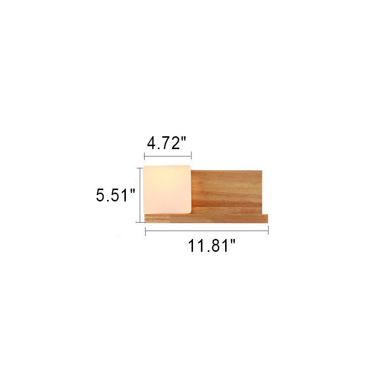 Frendorf | ZenSquare Wandlampe | Japanisches Minimalistisches Design | Holz & Glas | 1-Licht