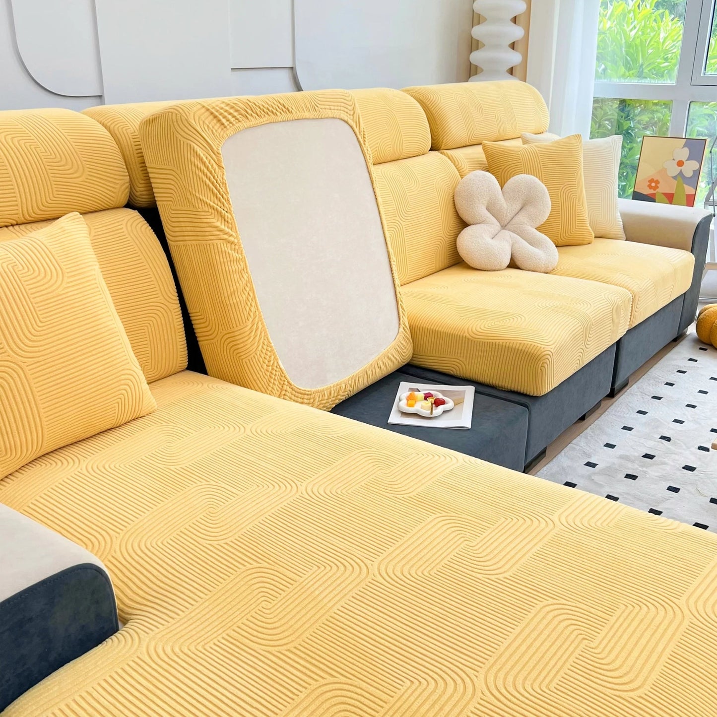 Elegance Ecksofa-Schutzhülle dehnbarer Couchkissenbezug