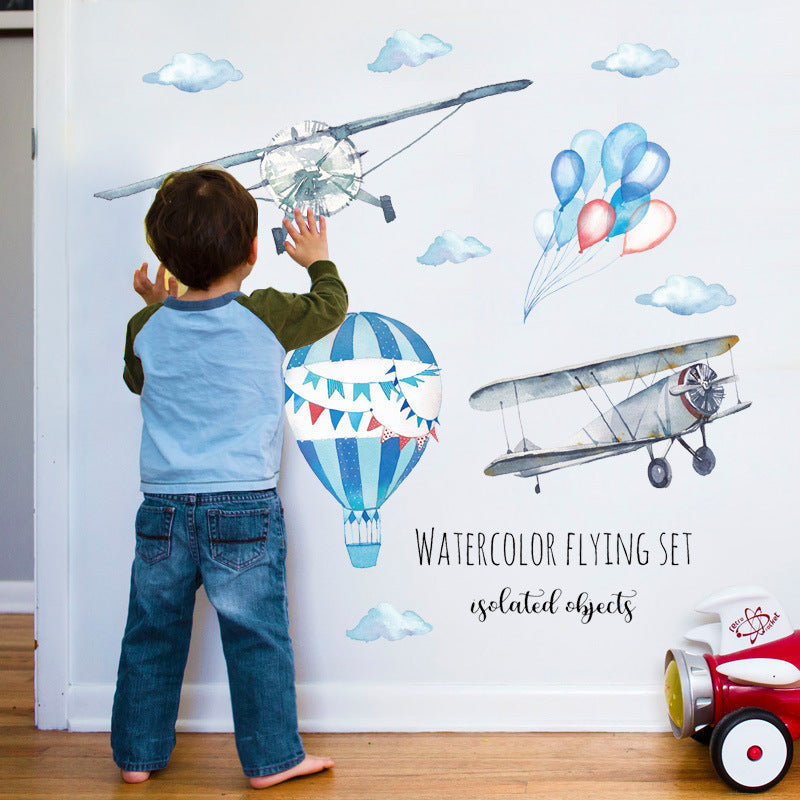 Frendorf | Cartoon Wandtattoos Aquarell Klassische Flugzeuge