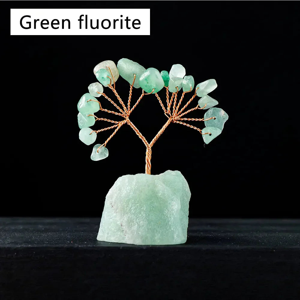 Frendorf | GemFortune Kristall Glücksbaum | Naturstein Baum mit Rohsteinbasis | Dekoration für Heim, Büro & Schreibtisch