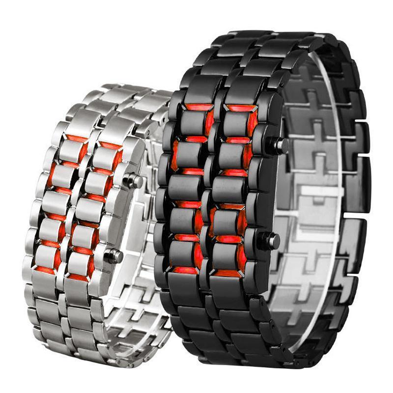 Frendorf | Herren Lava LED Digitale Edelstahl Armbanduhr
