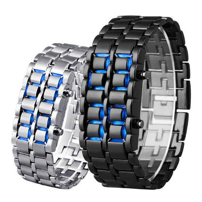 Frendorf | Herren Lava LED Digitale Edelstahl Armbanduhr
