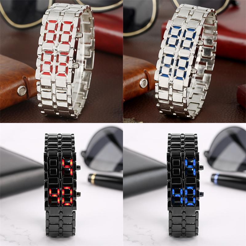 Frendorf | Herren Lava LED Digitale Edelstahl Armbanduhr