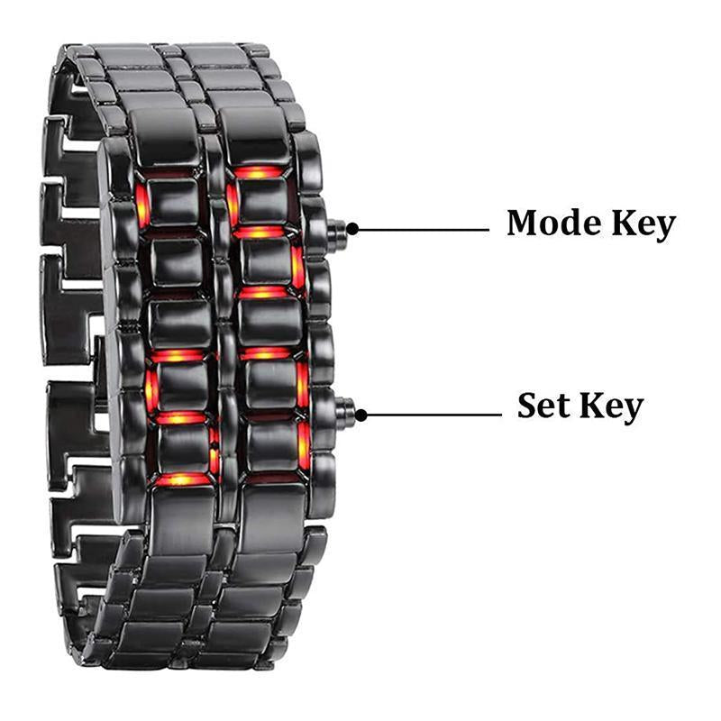 Frendorf | Herren Lava LED Digitale Edelstahl Armbanduhr