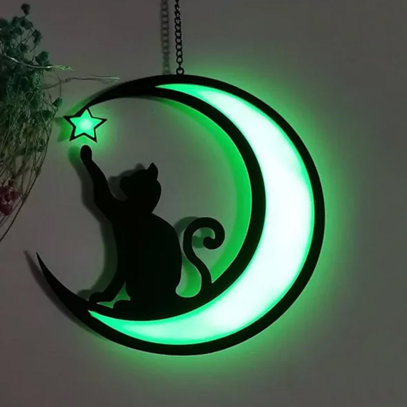 Frendorf | MysticPaws Katze & Halbmondenlampe – Magisches Stimmungslicht für eine Gemütliche Einrichtung