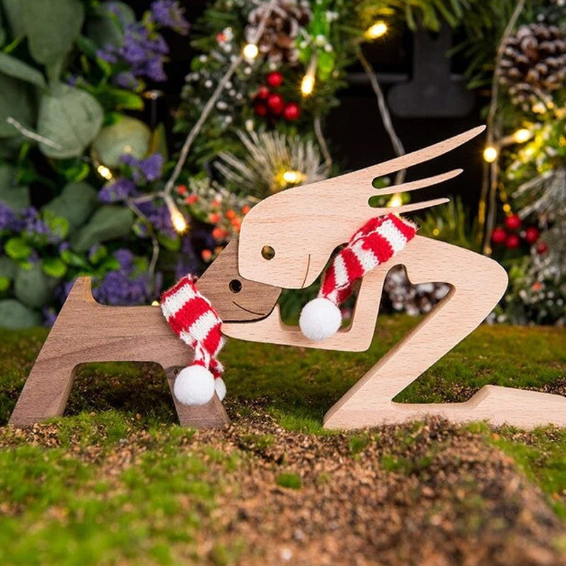 Frendorf | Geschenk für Tierliebhaber - Holzskulptur Tischornamente - Die Liebe zwischen Ihnen und Ihrem pelzigen Freund
