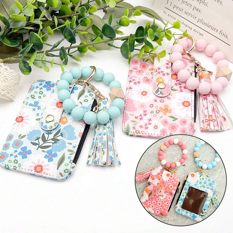 Frendorf | Blumenleder kleine Geldbörse mit Schlüsselanhänger und Armband