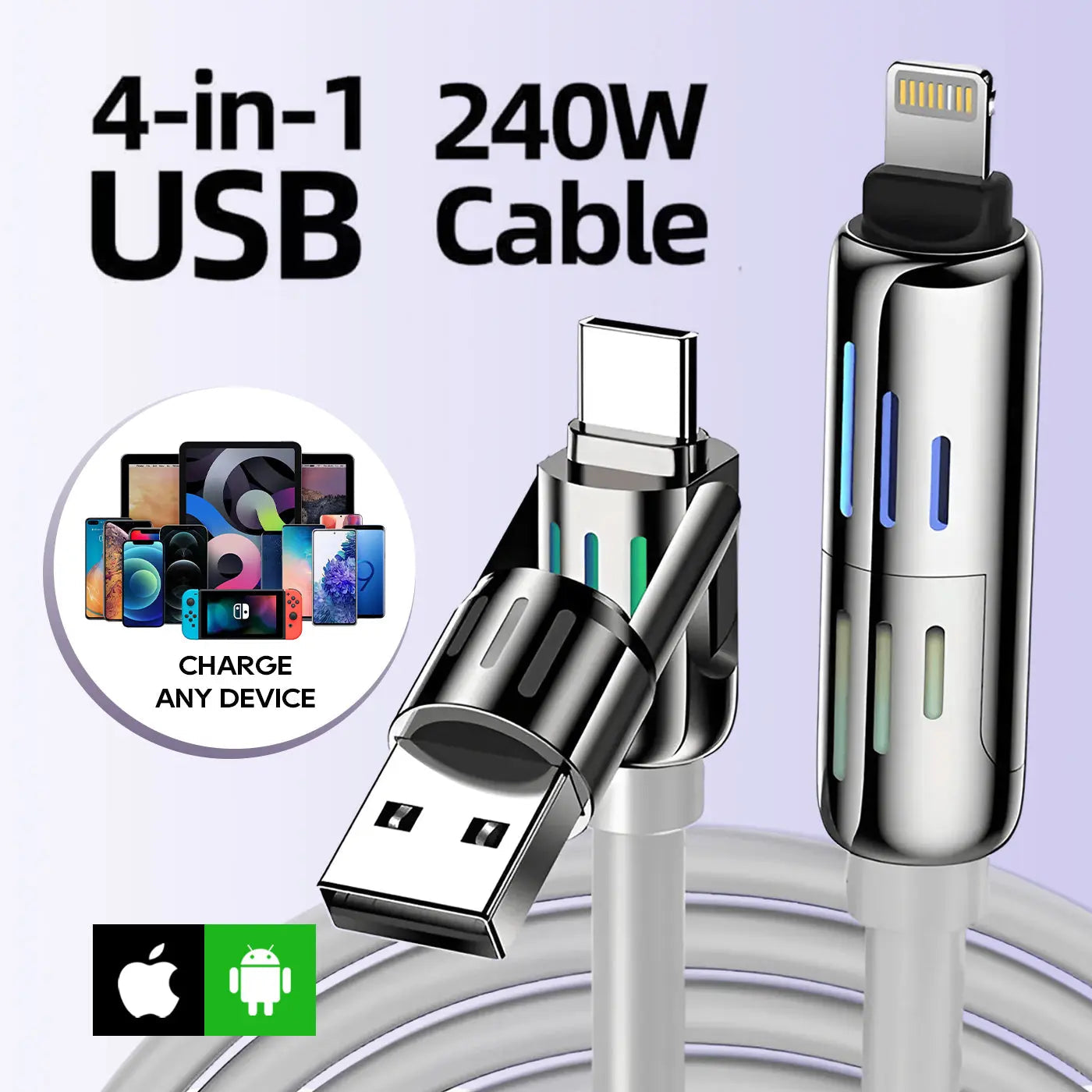 Frendorf | Schnelles 4-in-1 USB-Kabel – Universell & Langlebig
