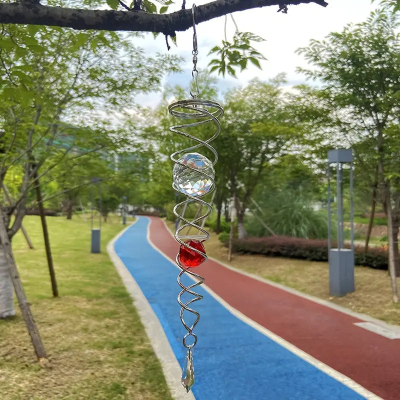 Frendorf | Windspiel Dekor Kristall Blickball Spiral Schwanz Windspinner Stabilisator