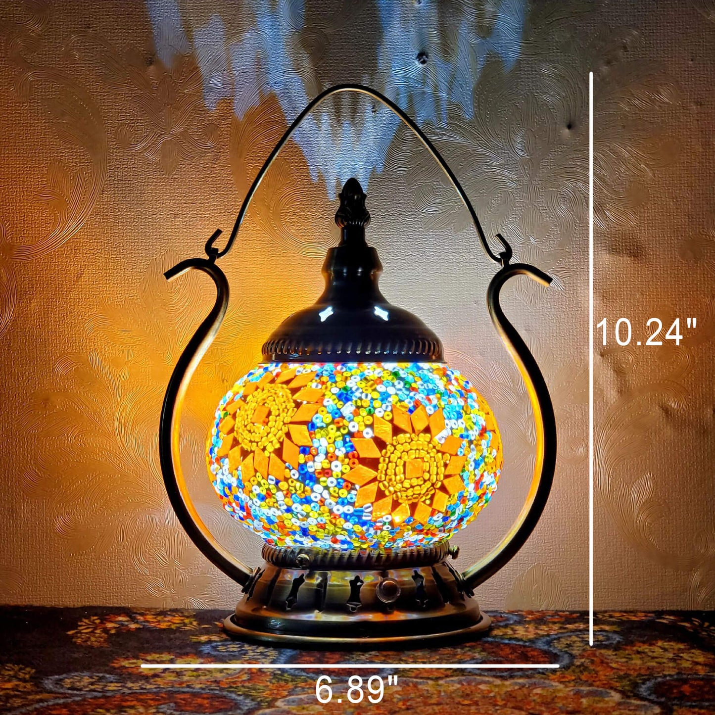 Marokkanische Buntglas runde Pot USB wiederaufladbare LED tragbare Tischlampe