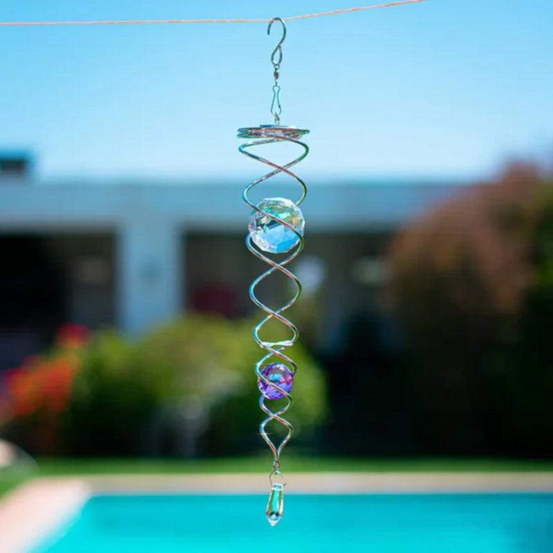 Frendorf | Windspiel Dekor Kristall Blickball Spiral Schwanz Windspinner Stabilisator