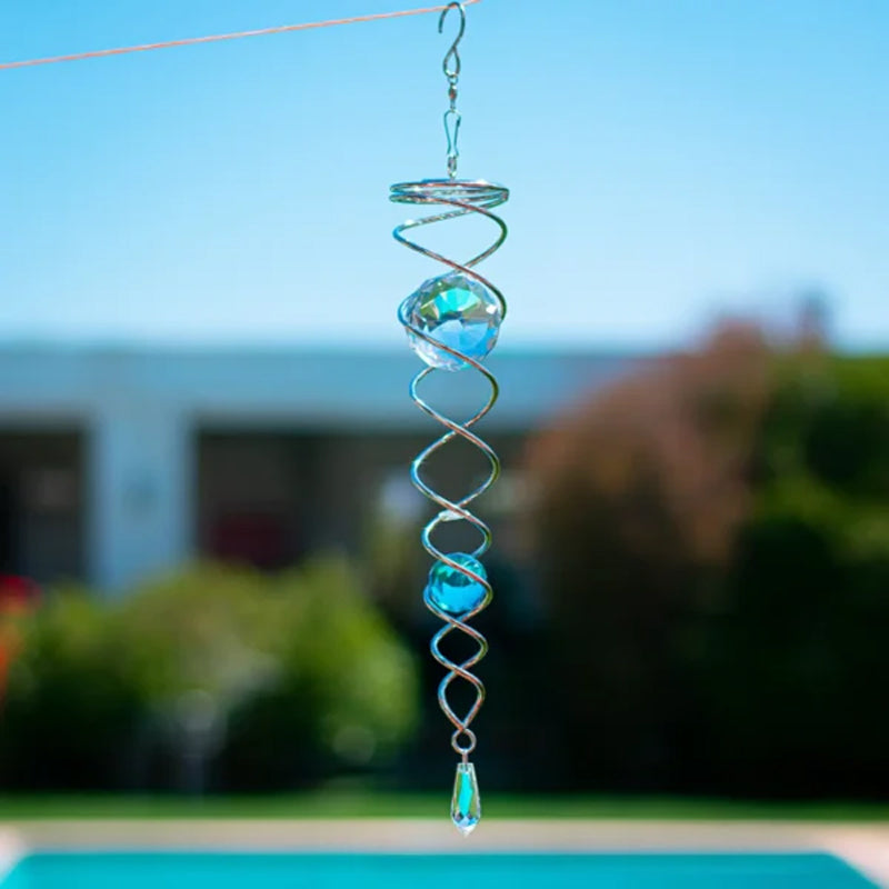 Frendorf | Windspiel Dekor Kristall Blickball Spiral Schwanz Windspinner Stabilisator