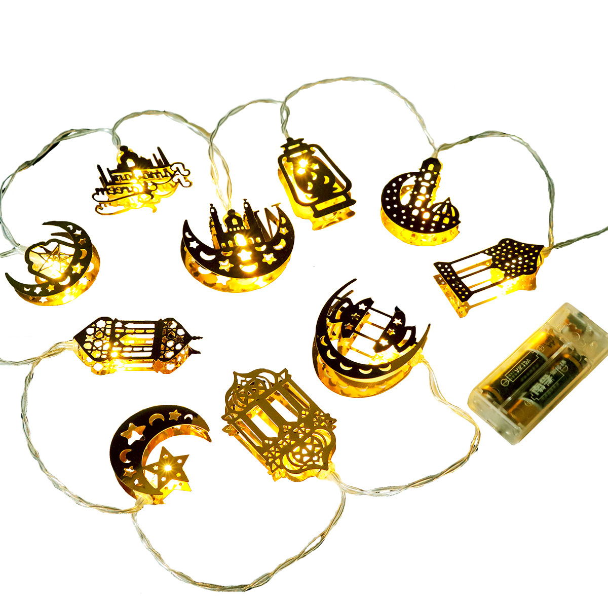 Frendorf | Bunte LED Lichterkette – Dekorative Lichter mit Mond- und Laternenmotiven für Wohnung und Garten