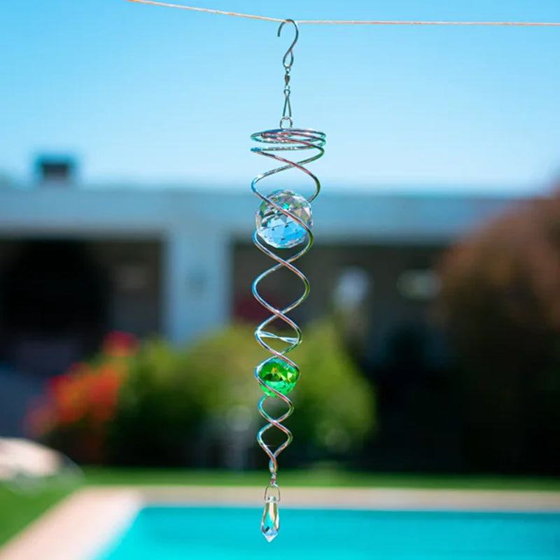 Frendorf | Windspiel Dekor Kristall Blickball Spiral Schwanz Windspinner Stabilisator