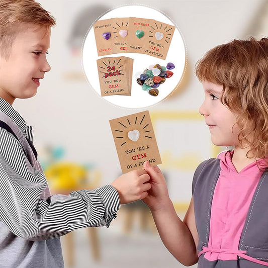 Frendorf | 24er Pack Valentinstagskarten mit herzförmigen Kristallen