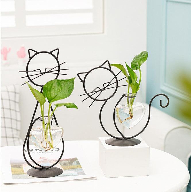 Frendorf | CatBloom – Katzen Pflanzstation mit Glasvase | Herz-Design | Pflanzenvermehrung | Dekoratives Highlight