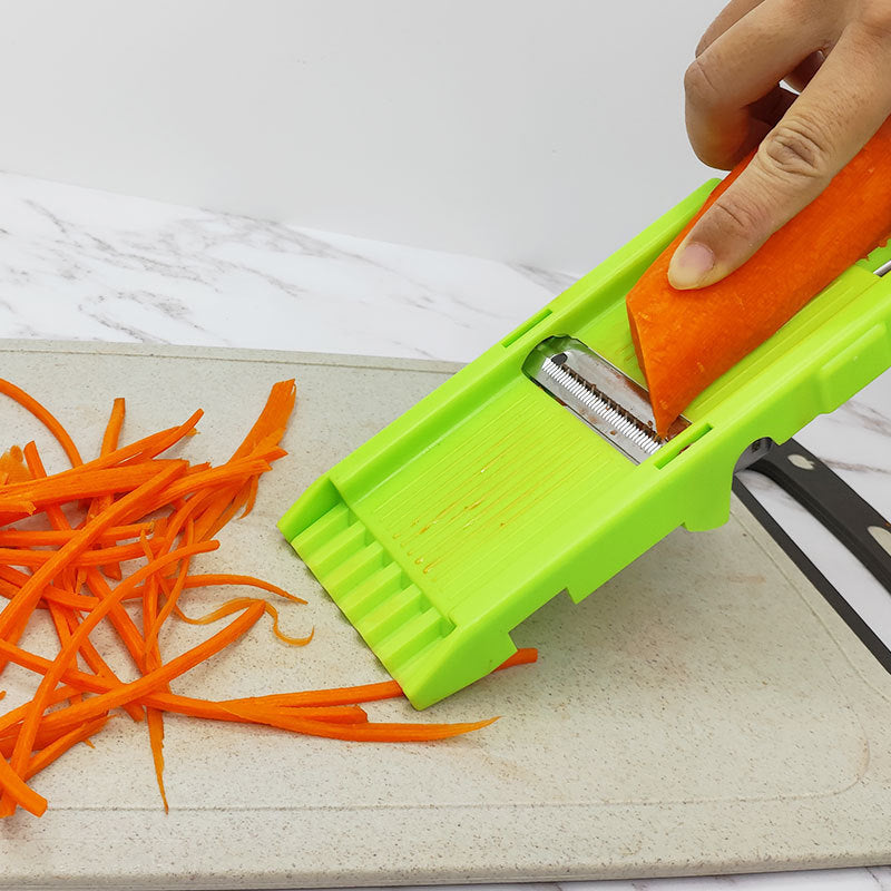 Frendorf | 2-in-1 Gemüseschneider & -slicer, Multi-Doppelmesser-Schäler
