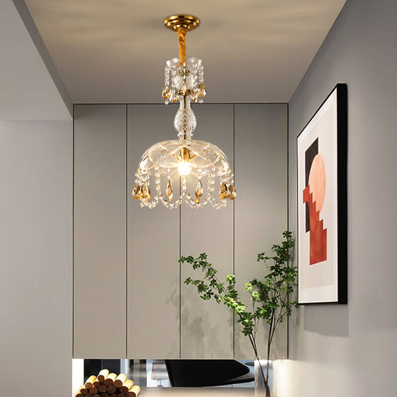 Frendorf | CrystalVive Pendelleuchte | Luxus Kristallkuppel | Moderne 1-Licht Hängelampe | Elegante Beleuchtung für Zuhause