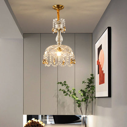 Frendorf | CrystalVive Pendelleuchte | Luxus Kristallkuppel | Moderne 1-Licht Hängelampe | Elegante Beleuchtung für Zuhause