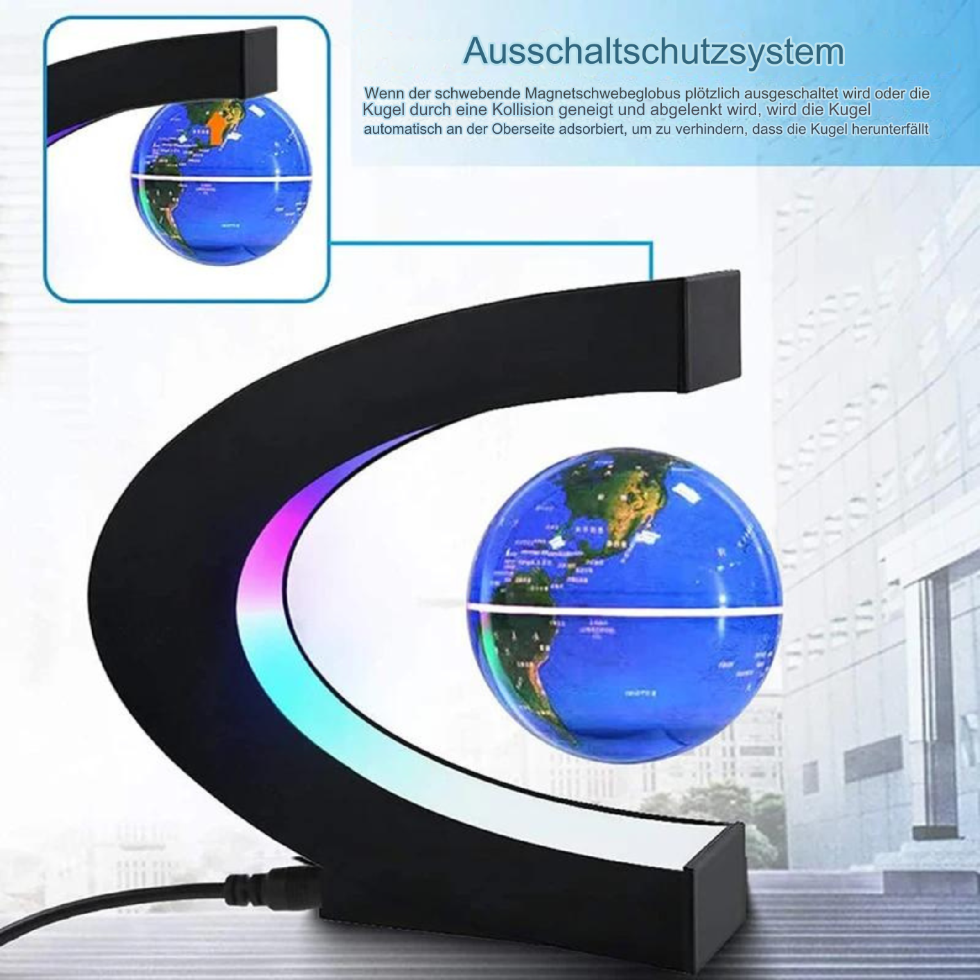 Frendorf | Armstrong | Magnetische Levitation Schwebende Globuslampe mit LED-Weltkarte