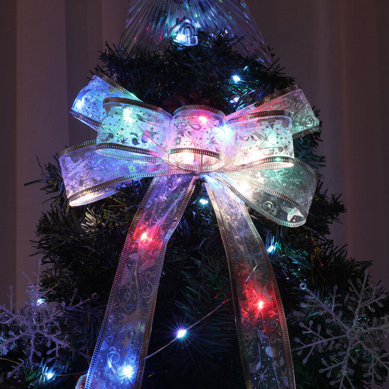 Frendorf | RibbonLustre LED Lichterkette | Weihnachtsbaum-Deko | Geschenkband-Design | Farbige & Warmweiße Beleuchtung