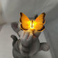 Frendorf | SolarPurr Gartenleuchte | LED-Katzenfigur mit Schmetterling | Solarbetrieben | Wetterfest | Dekoration für Außenbereiche