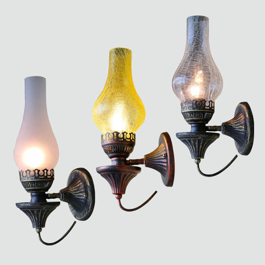 Frendorf | Lantivo Retro Kerosin Antike Wandleuchte | 1-Licht Design | Glaslampenschirm | Vintage Beleuchtung für Wohnräume