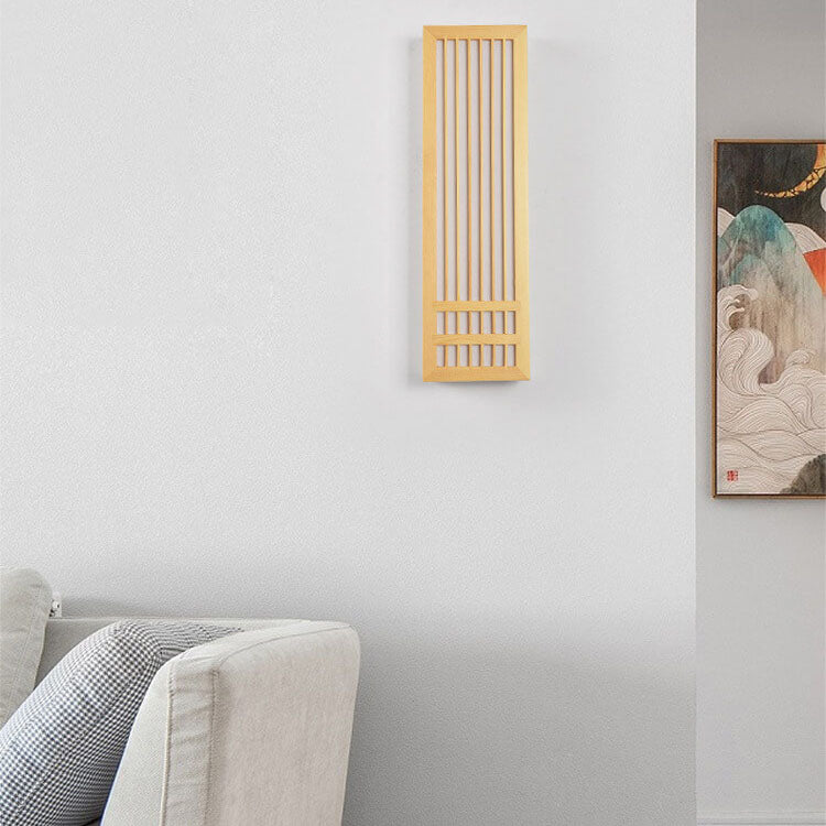 Frendorf | ZenWood Minimalist Japanische Wandlampe | Rechteckiges Design | LED 1-Licht | Warmes und Weißes Licht | Deko für Zuhause
