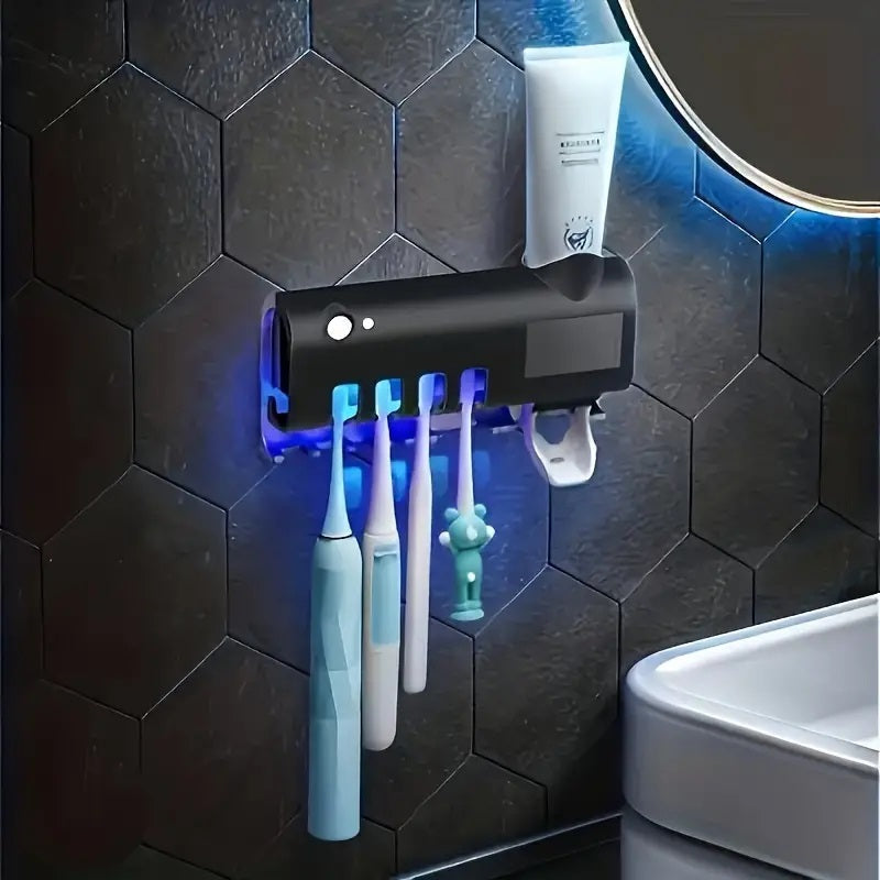 Smart UV-Licht Sterilisator Zahnbürstenhalter, Wandmontage Zahnpastaspender