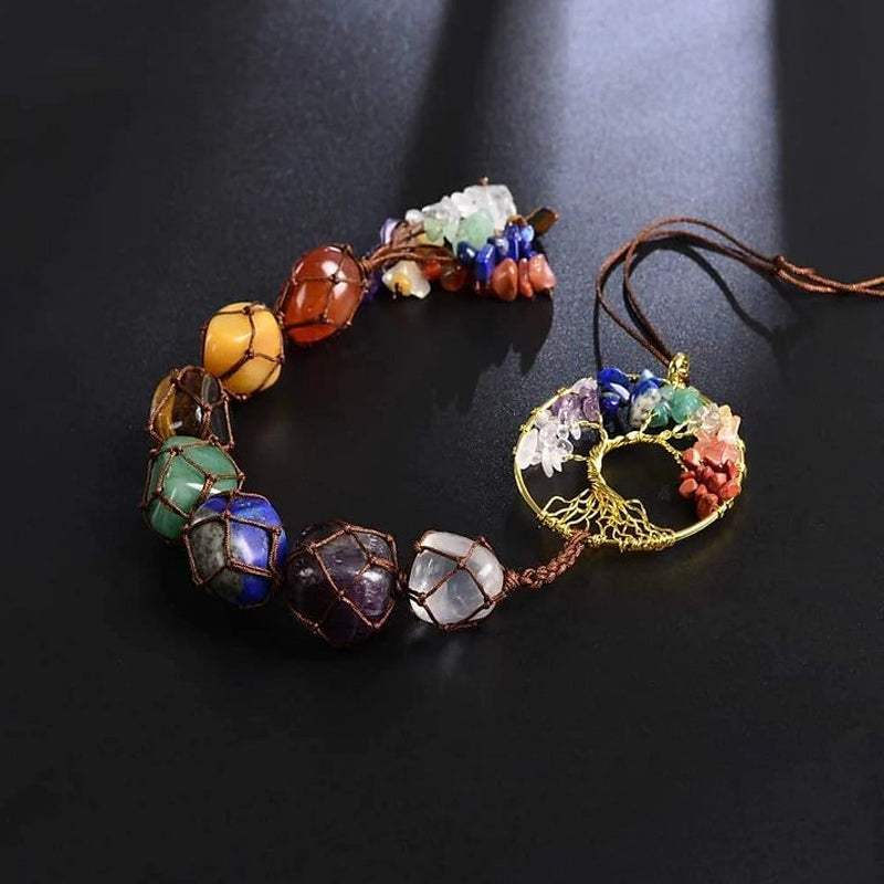 Frendorf | 7 Chakra Stein Heilungs Kristall Lebensbaum Dekoration
