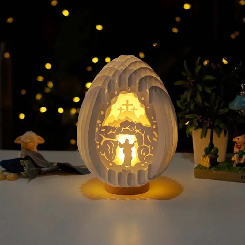 Frendorf | Oster 3D Papier Schreibtischlampe mit leuchtendem Sockel