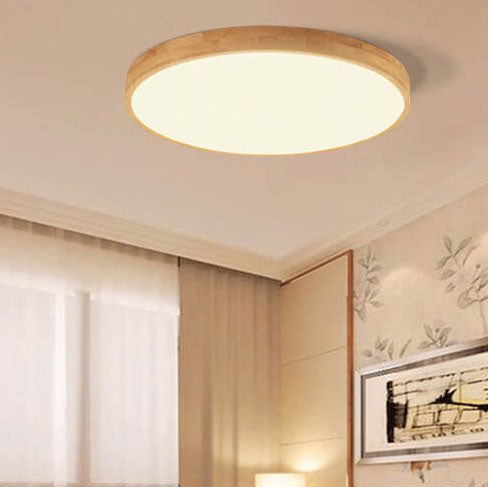Frendorf | WoodGlow Runde LED Deckenleuchte | Ultra-Dünn | Massivholz | Skandinavisches Design für Wohnräume