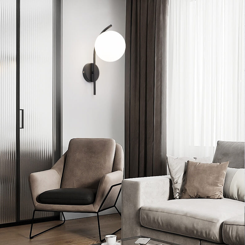 Frendorf | GlobeArc Nordic LED Wandleuchte | Glas-Kugel | 1-flammig | Modernes Design | Deko für Zuhause