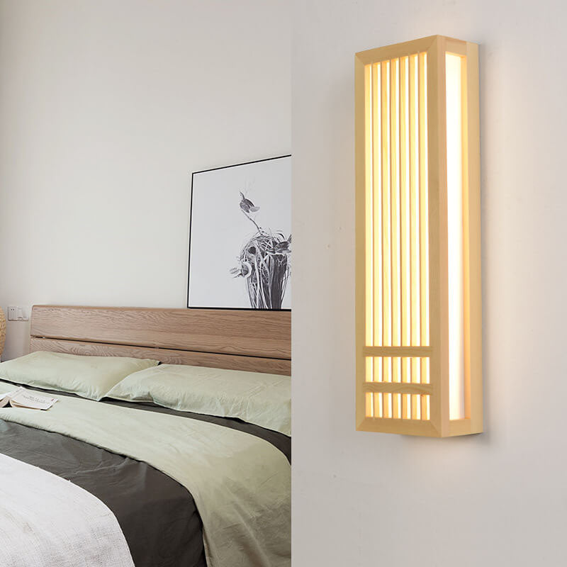 Frendorf | ZenWood Minimalist Japanische Wandlampe | Rechteckiges Design | LED 1-Licht | Warmes und Weißes Licht | Deko für Zuhause