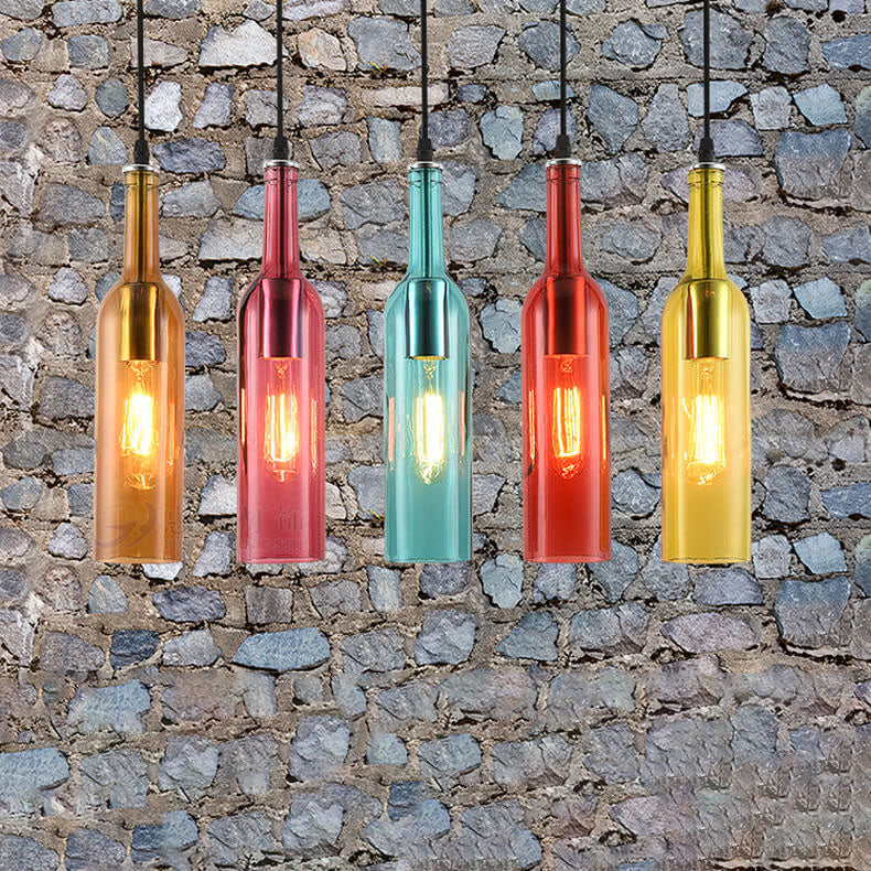 Frendorf | VinoLux Antik Glas Pendelleuchte | Weinflaschen Design | Vintage Beleuchtung für Esszimmer & Küche