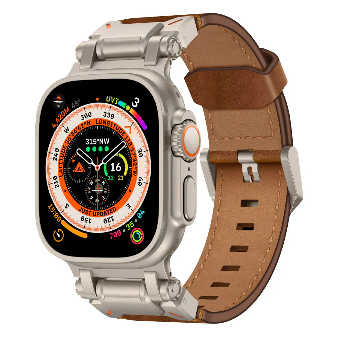 Frendorf | Neues Titan-Metallkopf-Lederarmband für die Apple Watch
