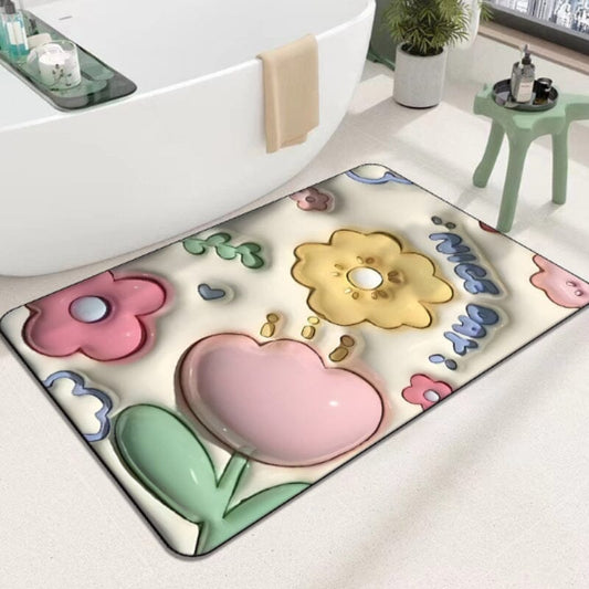 Frendorf | 3D Blume Weiche Absorbierende Fußmatte für das Badezimmer