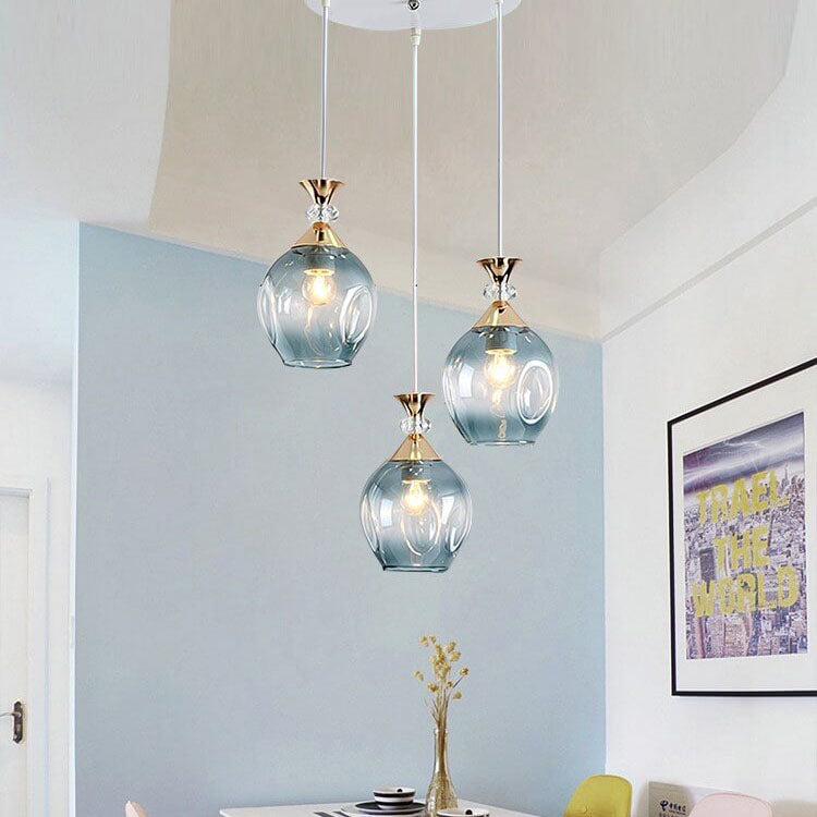 Frendorf | AuroSphere Gradient Glas Pendelleuchte | 1/3 Lichter | Insellicht | Modernes Design für Esszimmer & Küche