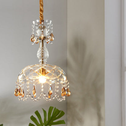 Frendorf | CrystalVive Pendelleuchte | Luxus Kristallkuppel | Moderne 1-Licht Hängelampe | Elegante Beleuchtung für Zuhause