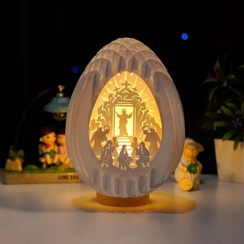 Frendorf | Oster 3D Papier Schreibtischlampe mit leuchtendem Sockel