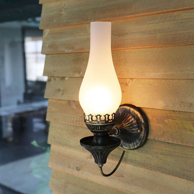 Frendorf | Lantivo Retro Kerosin Antike Wandleuchte | 1-Licht Design | Glaslampenschirm | Vintage Beleuchtung für Wohnräume