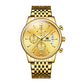 Frendorf | Luxus Gold Drei-Augen Chronograph Zifferblatt Automatische Mechanische Uhr