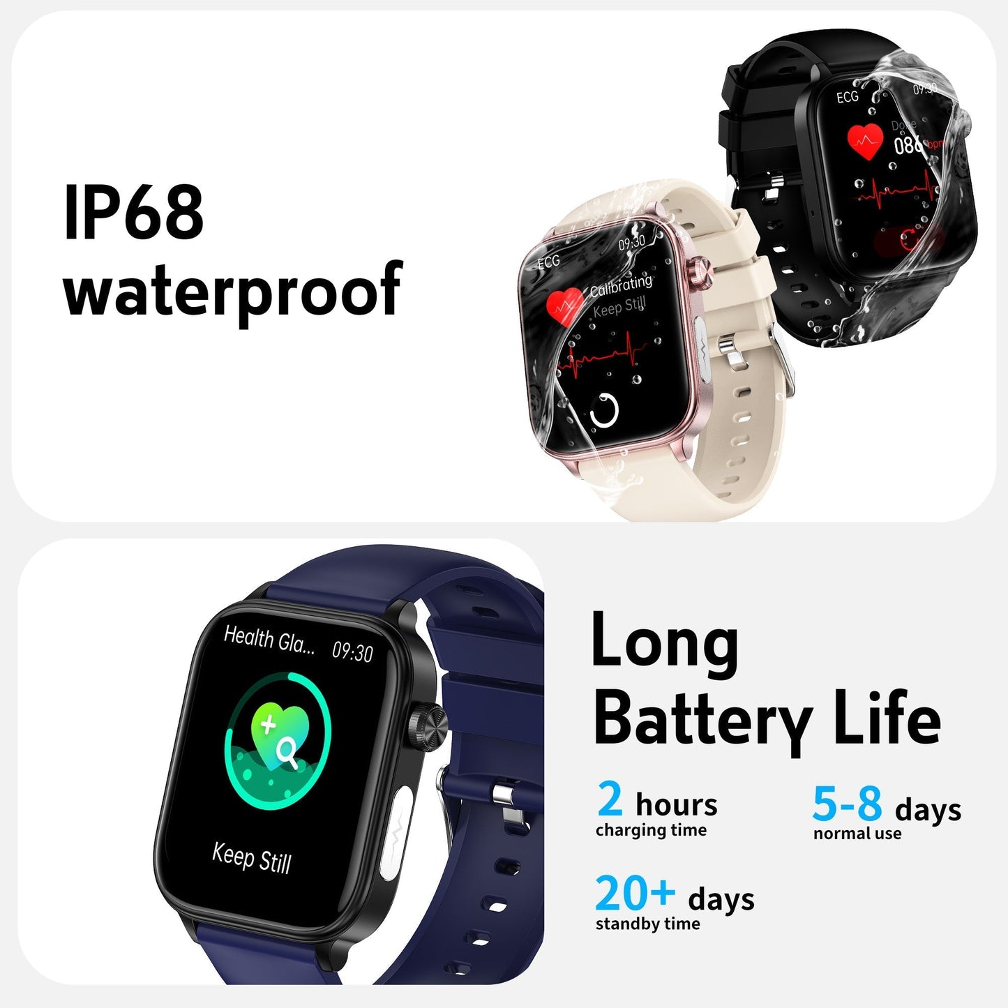 Frendorf | Außergewöhnliches Gesundheitsübungsmanagement ECG Bluetooth-Anruf SOS-Notruf