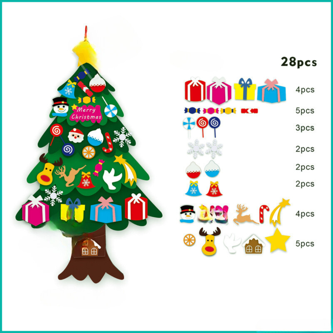 Frendorf ChristmasFelt | Interaktiver Montessori 3D Filz-Weihnachtsbaum | Sichere DIY Deko für Kinder