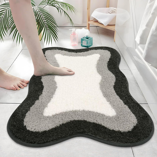 Schwarz Verlauf Badmatten, Teppich für Badezimmer, Süßer rutschfester unregelmäßiger Teppich für Duschraum